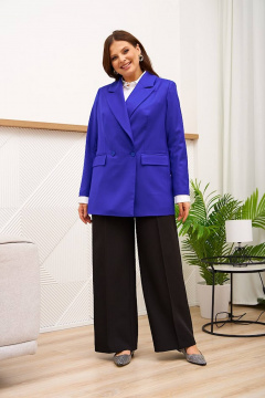 Яркий двубортный жакет на подкладке для яркого образа Gold Style 2632 васильковый - фото 4