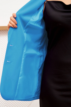 Пиджак прямого силуэта в стиле Old Money для plus size Gold Style 2633 голубой - фото 4