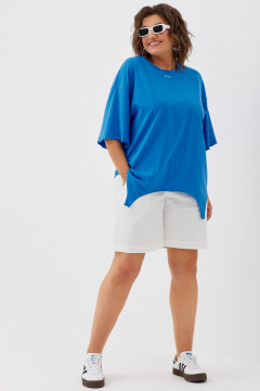 Футболка свободного силуэта из хлопка для летних прогулок BegiModa 4093 синий - фото 1
