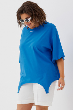 Футболка свободного силуэта из хлопка для летних прогулок BegiModa 4093 синий - фото 4