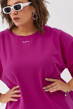 Футболка свободного силуэта из трикотажа для жарких дней BegiModa 4093 малиновый - фото 5