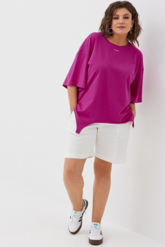 Футболка свободного силуэта из трикотажа для жарких дней BegiModa 4093 малиновый - фото 2