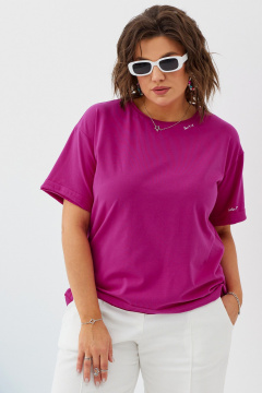 Футболка полуприлегающего силуэта из хлопка для лета BegiModa 4094 малиновый - фото 4