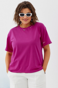 Футболка полуприлегающего силуэта из хлопка для лета BegiModa 4094 малиновый - фото 1