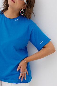 Футболка полуприлегающего силуэта из хлопка для лета BegiModa 4094 синий - фото 4