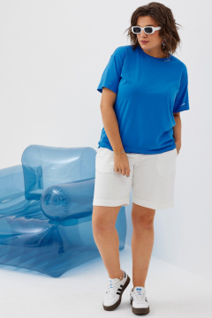 Футболка полуприлегающего силуэта из хлопка для лета BegiModa 4094 синий - фото 2