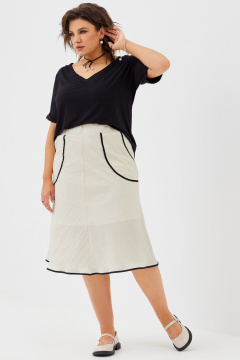 Стильная летняя юбка миди с эффектом жатки и накладными карманами BegiModa 5013 шампань - фото 5