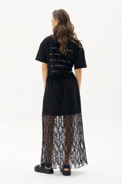 Майка с гипюровой длинной юбкой в стиле лето Fantazia Mod 4864 черный - фото 5