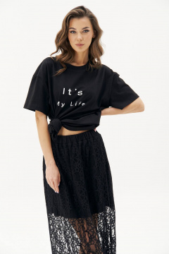 Майка с гипюровой длинной юбкой в стиле лето Fantazia Mod 4864 черный - фото 4