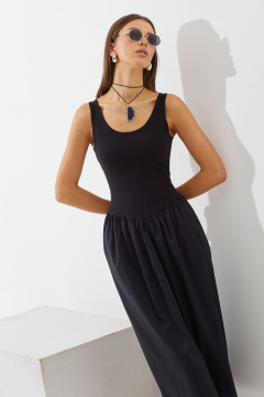 Комбинированное платье из текстиля с подрезами N.O.W. 1427 - фото 5