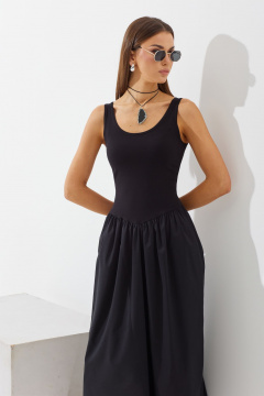 Комбинированное платье из текстиля с подрезами N.O.W. 1427 - фото 3