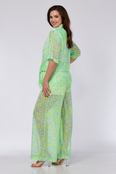 Зеленый комплект из рубашки и брюк из шифона Verita 2291 неон - фото 3
