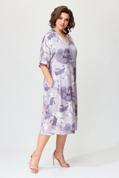 Мультиколор платье свободного кроя с поясом Орхидея 1437 - фото 4