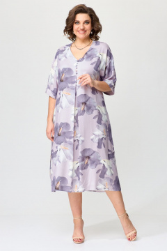 Мультиколор платье свободного кроя с поясом Орхидея 1437 - фото 3