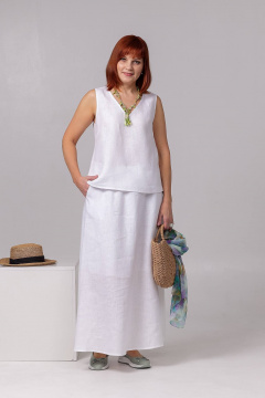 Летний комплект топ и юбка трапеция из хлопка, лен, текстиль Соджи 622 - фото 3