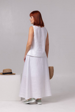 Летний комплект топ и юбка трапеция из хлопка, лен, текстиль Соджи 622 - фото 2
