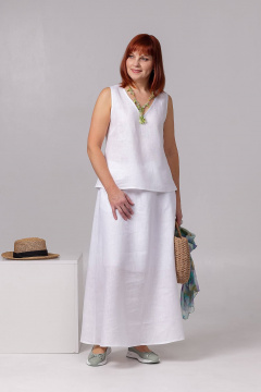 Летний комплект топ и юбка трапеция из хлопка, лен, текстиль Соджи 622 - фото 1