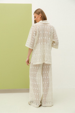 Блуза и брюки повседневного стиля из текстиля и хлопка PUR PUR 11-288 белый - фото 4