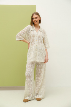 Блуза и брюки повседневного стиля из текстиля и хлопка PUR PUR 11-288 белый - фото 1