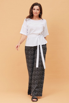 Блуза из вискозы прямого силуэта с кокеткой и поясом Andina city 5016 белый - фото 5