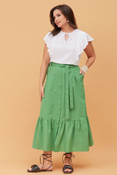 Юбка и блуза летний комплект на каждый день Andina city 9040 зеленый-белый - фото 5