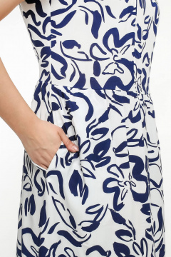 Платье из штапеля с ремнями и разрезами в летнем стиле La rouge 5460 белый-набивной - фото 5