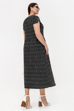 Платье из штапеля с кулиской и разрезами для лета La rouge 5460 черный-(сердечки) - фото 3