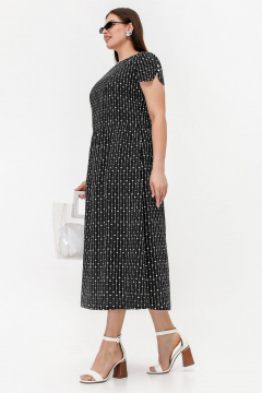 Платье из штапеля с кулиской и разрезами для лета La rouge 5460 черный-(сердечки) - фото 2