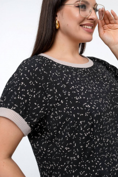 Платье из штапеля с разрезом и карманами для летних дней La rouge 5454 черно-бежевый-набивной - фото 4