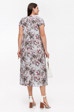 Платье реглан из штапеля с шлицей и застежкой на кнопки La rouge 5462 розы-акварель - фото 3