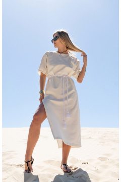 Летнее платье прямого силуэта с высоким вырезом и поясом SILVERSPICE S-5421 - фото 5