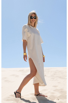 Летнее платье прямого силуэта с высоким вырезом и поясом SILVERSPICE S-5421 - фото 2