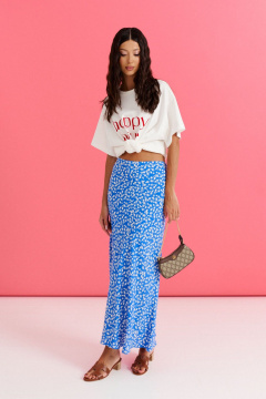 Юбка полуприлегающая из ткани с цветочным принтом ANNETE A1260 - фото 1