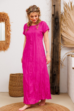 Розовое платье с боковыми карманами и кулиской АМУЛЕТ 9725 фуксия - фото 2
