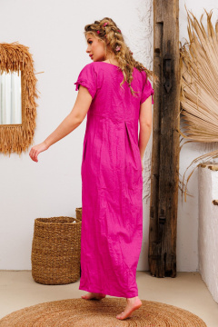 Розовое платье с боковыми карманами и кулиской АМУЛЕТ 9725 фуксия - фото 3