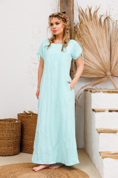 Бирюзовое платье с карманами и складкой по задней спинке АМУЛЕТ 9725 светлая_бирюза - фото 4