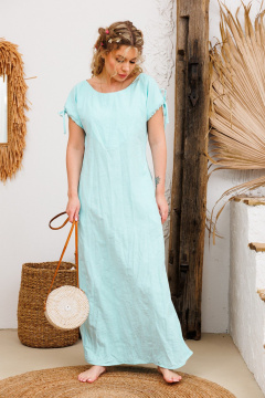 Бирюзовое платье с карманами и складкой по задней спинке АМУЛЕТ 9725 светлая_бирюза - фото 2