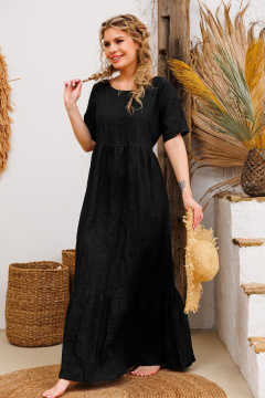 Платье из льна и текстиля с сборками и функциями АМУЛЕТ 9735 чёрный - фото 4