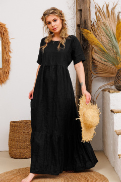 Платье из льна и текстиля с сборками и функциями АМУЛЕТ 9735 чёрный - фото 3