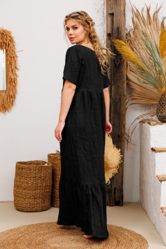 Платье из льна и текстиля с сборками и функциями АМУЛЕТ 9735 чёрный - фото 2