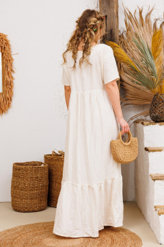 Платье белое летнее из льна и текстиля АМУЛЕТ 9735 молоко - фото 4