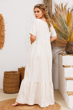 Платье белое летнее из льна и текстиля АМУЛЕТ 9735 молоко - фото 3