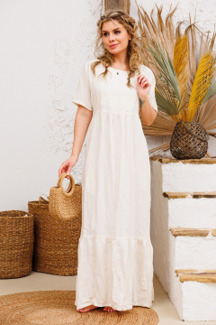 Платье белое летнее из льна и текстиля АМУЛЕТ 9735 молоко - фото 2