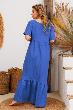 Платье синее летнее из льна и текстиля АМУЛЕТ 9735 яркий_василёк - фото 3
