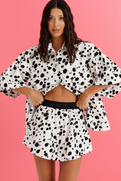 Комплект из рубашки и шорт из текстиля с абстрактным принтом ANNETE A4244 - фото 3