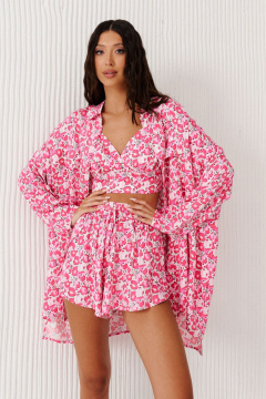 Комплект рубашка и шорты из вискозы с цветочным принтом ANNETE A5300 - фото 5