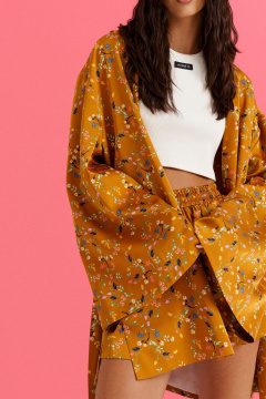 Кардиган из цветочного текстиля с поясом ANNETE A5301 - фото 2