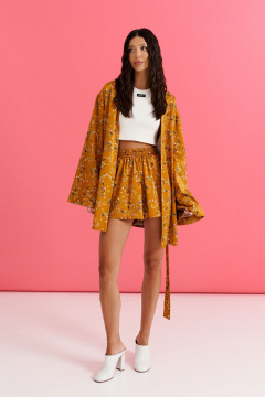 Кардиган из цветочного текстиля с поясом ANNETE A5301 - фото 1