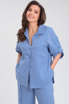 Льняной комплект из рубашки и брюк для торжеств Ma Сherie 3055 небесный - фото 3