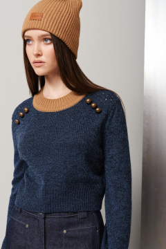 Синий джемпер из трикотажа на каждый день BURVIN 9248-78 - фото 2